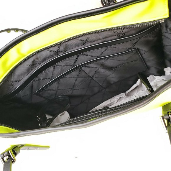 Michael Kors NEON Yellow Tote Shoulder Bag Purse Utilitarian Summer Fashion RARE - Picture 8 of 12